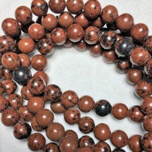 8mm Mahogany Obsidian Genuine Semi-Precious Natural Gemstone Bead Strand